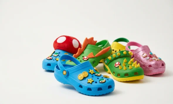 Crocs x Super Mario collection clogs and Jibbitz charms releasing July 15.