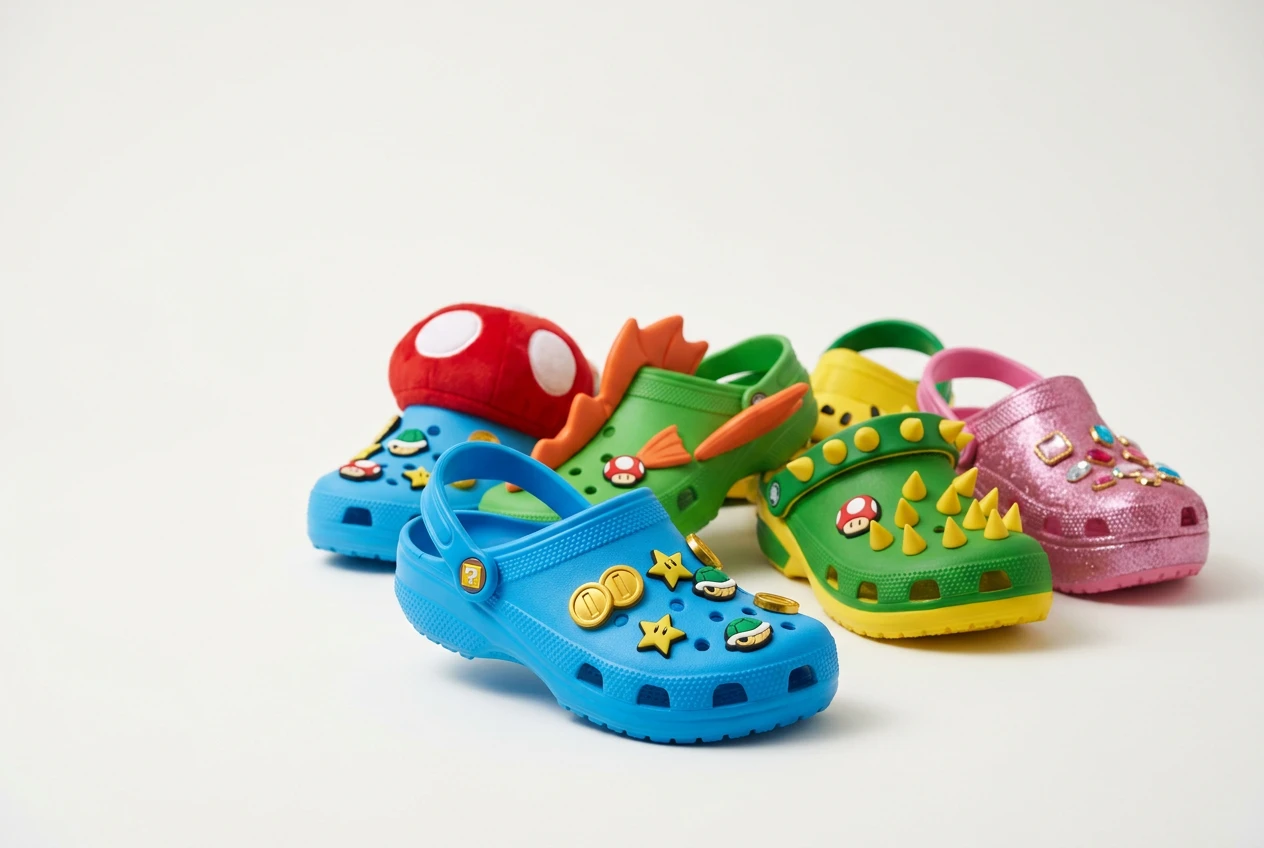 Crocs x Super Mario collection clogs and Jibbitz charms releasing July 15.