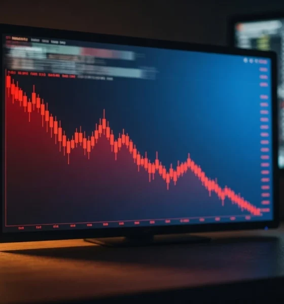 Magnificent Seven correction MAGS ETF in red on trading screen