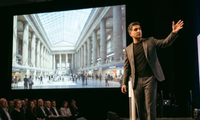 Penn Station renovation renderings stone facade Trump seal