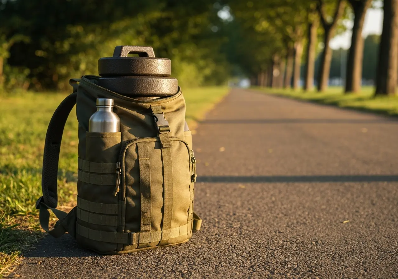 Rucking weighted walking trend explained with backpack for muscle and bone health.
