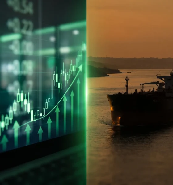 Stock market record close against rising oil prices from Strait of Hormuz tensions.