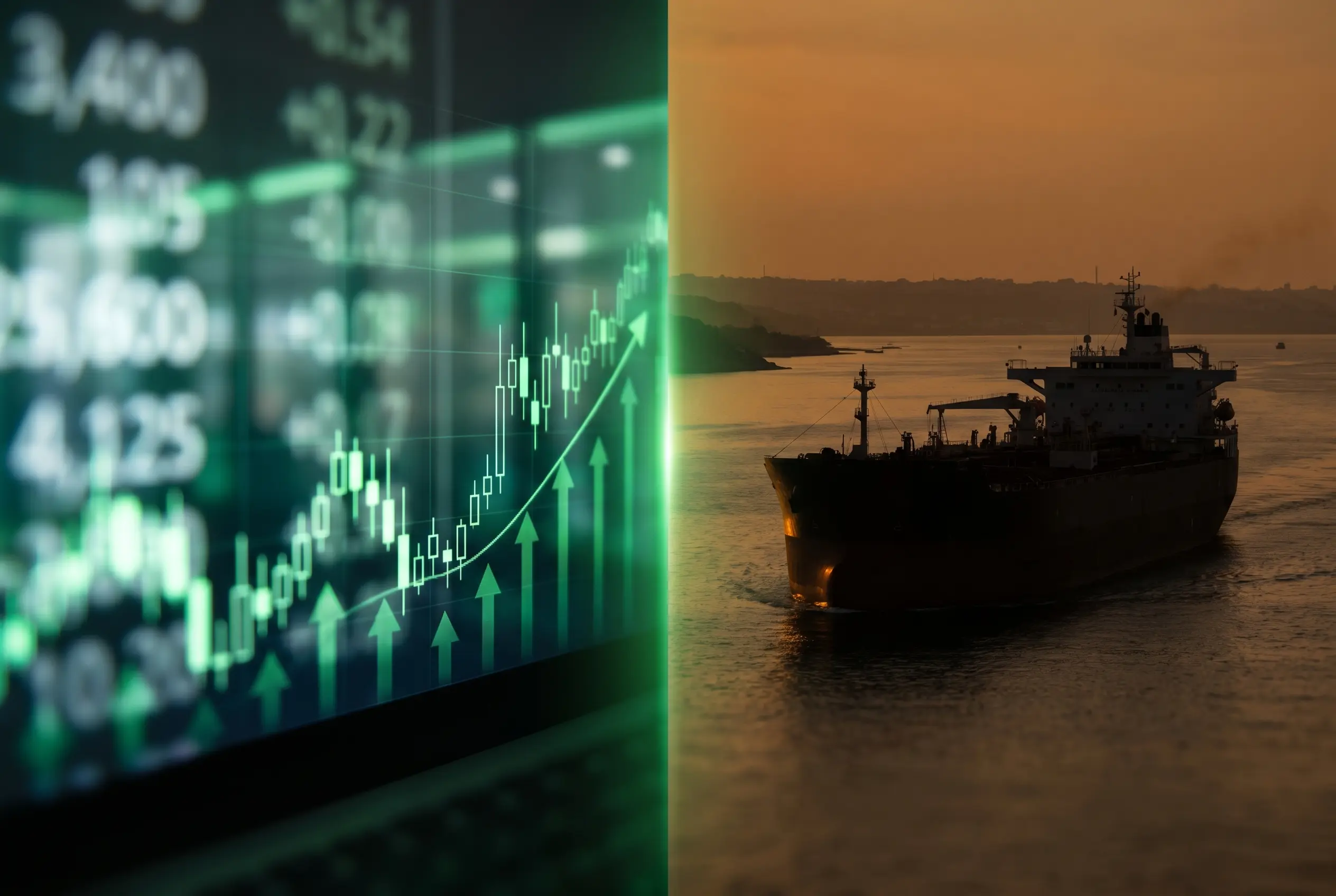 Stock market record close against rising oil prices from Strait of Hormuz tensions.