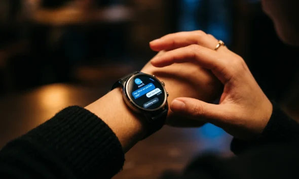 Telegram Wear OS app interface on a smartwatch
