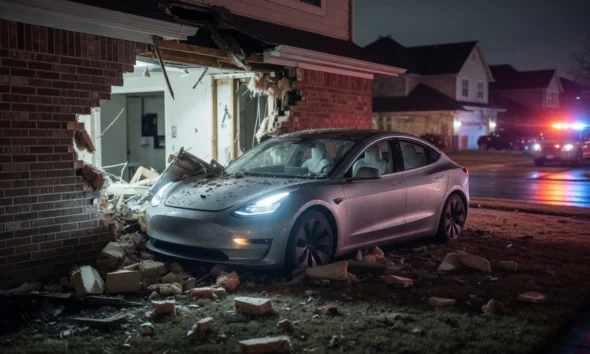 Tesla Full Self-Driving Texas crash investigation scene