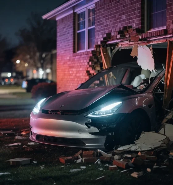 Tesla Model 3 Autopilot crash Texas home