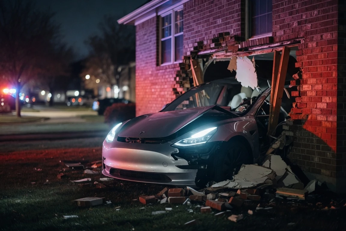 Tesla Model 3 Autopilot crash Texas home