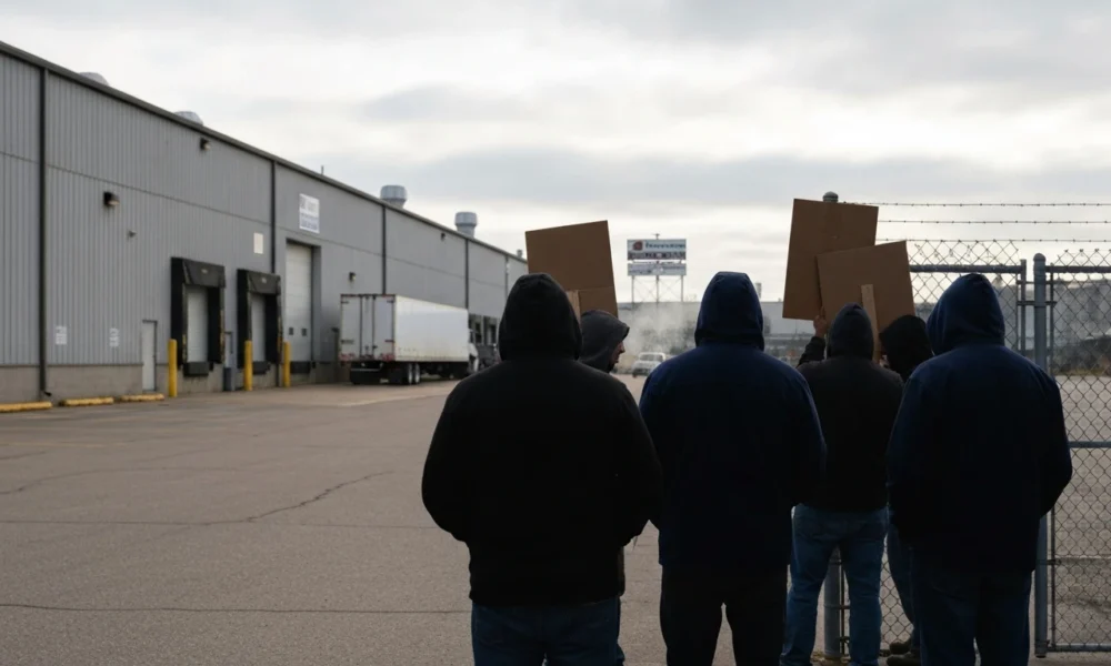 UAW strike at GM axle supplier Dauch Corporation Three Rivers Michigan plant.