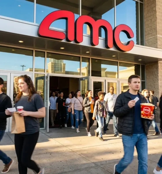AMC Entertainment stock price surge record quarterly revenue 2026