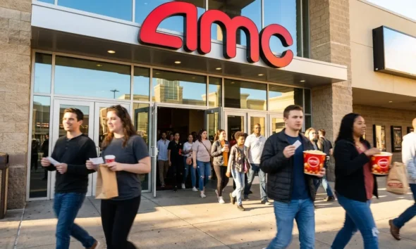 AMC Entertainment stock price surge record quarterly revenue 2026