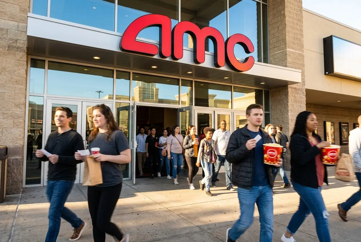 AMC Entertainment stock price surge record quarterly revenue 2026
