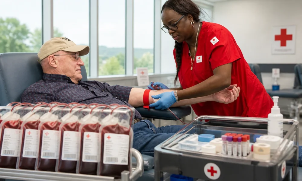 American Red Cross blood donation center type O shortage crisis