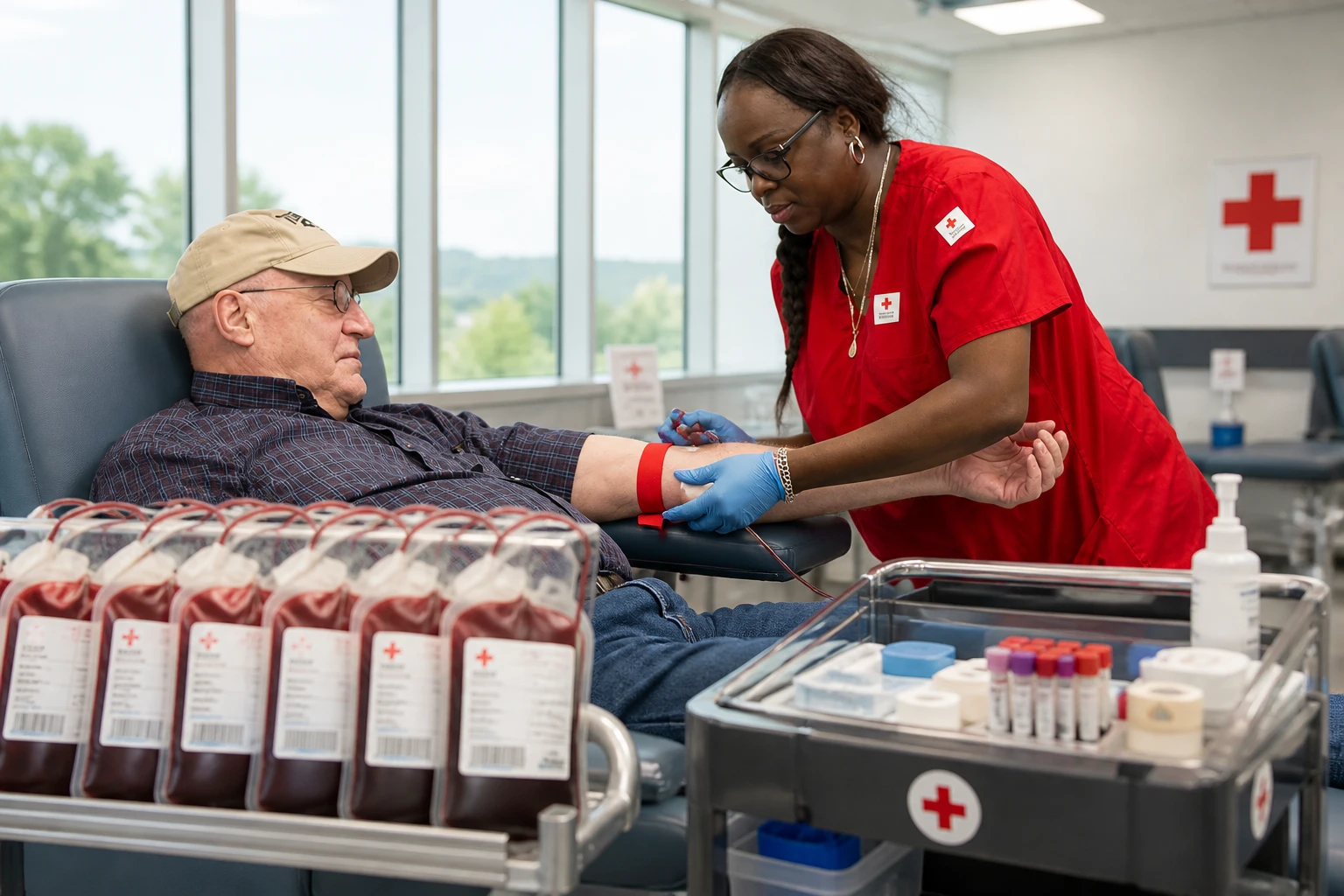 American Red Cross blood donation center type O shortage crisis