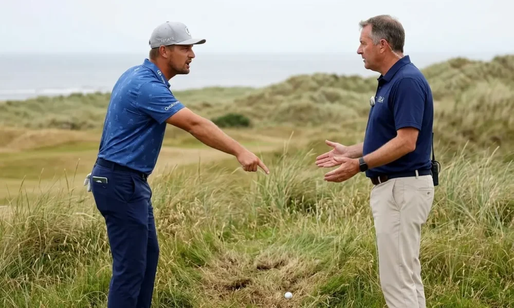 Bryson DeChambeau two-stroke penalty British Open second round ruling