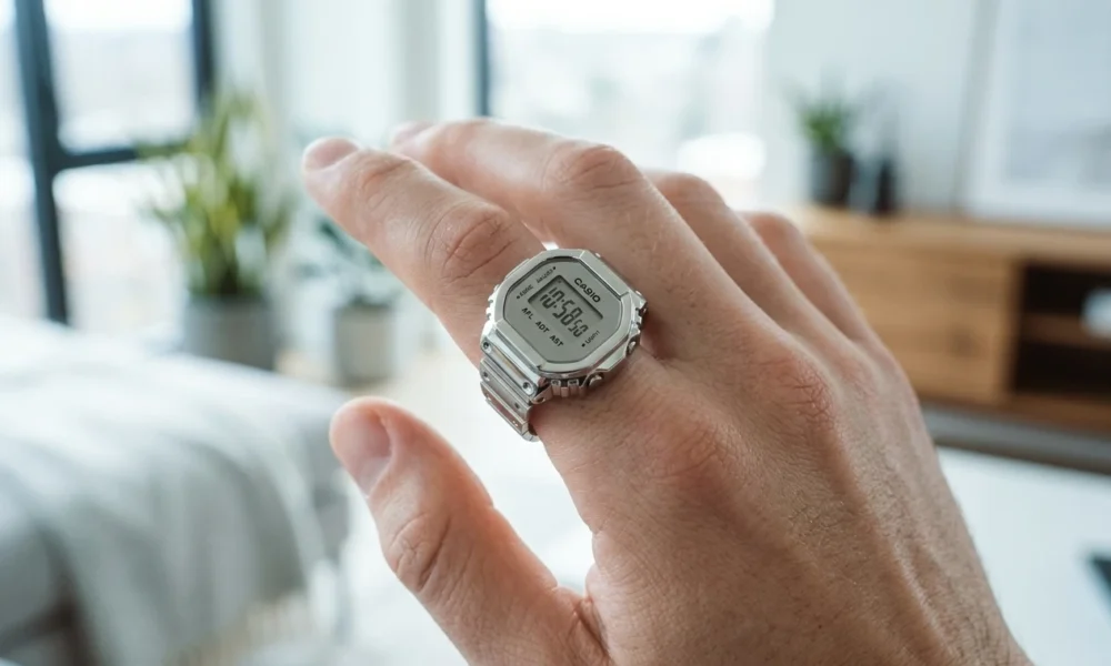 Casio CRW-H001M-8 smart ring watch with LCD face