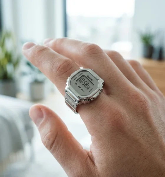 Casio CRW-H001M-8 smart ring watch with LCD face