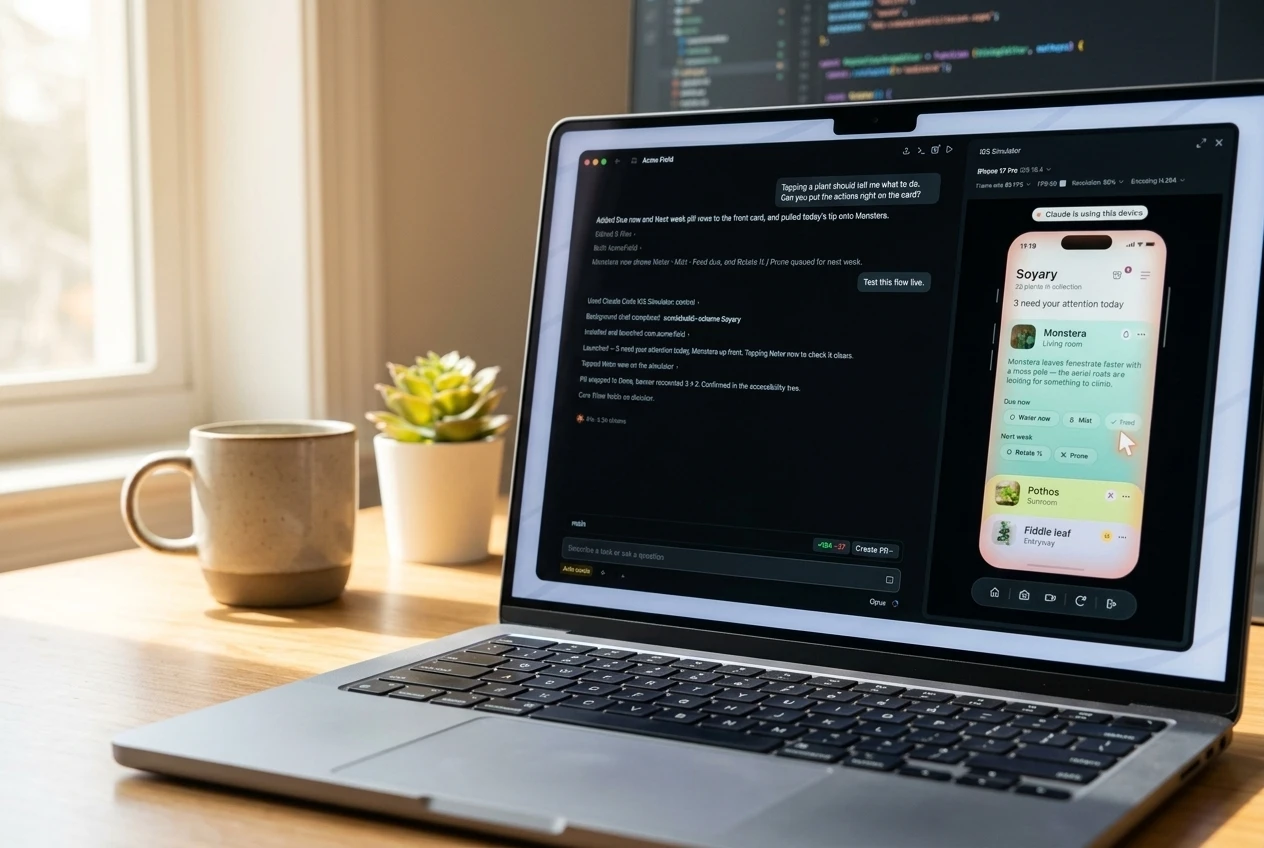 Claude Code Desktop iOS Simulator live app testing feature