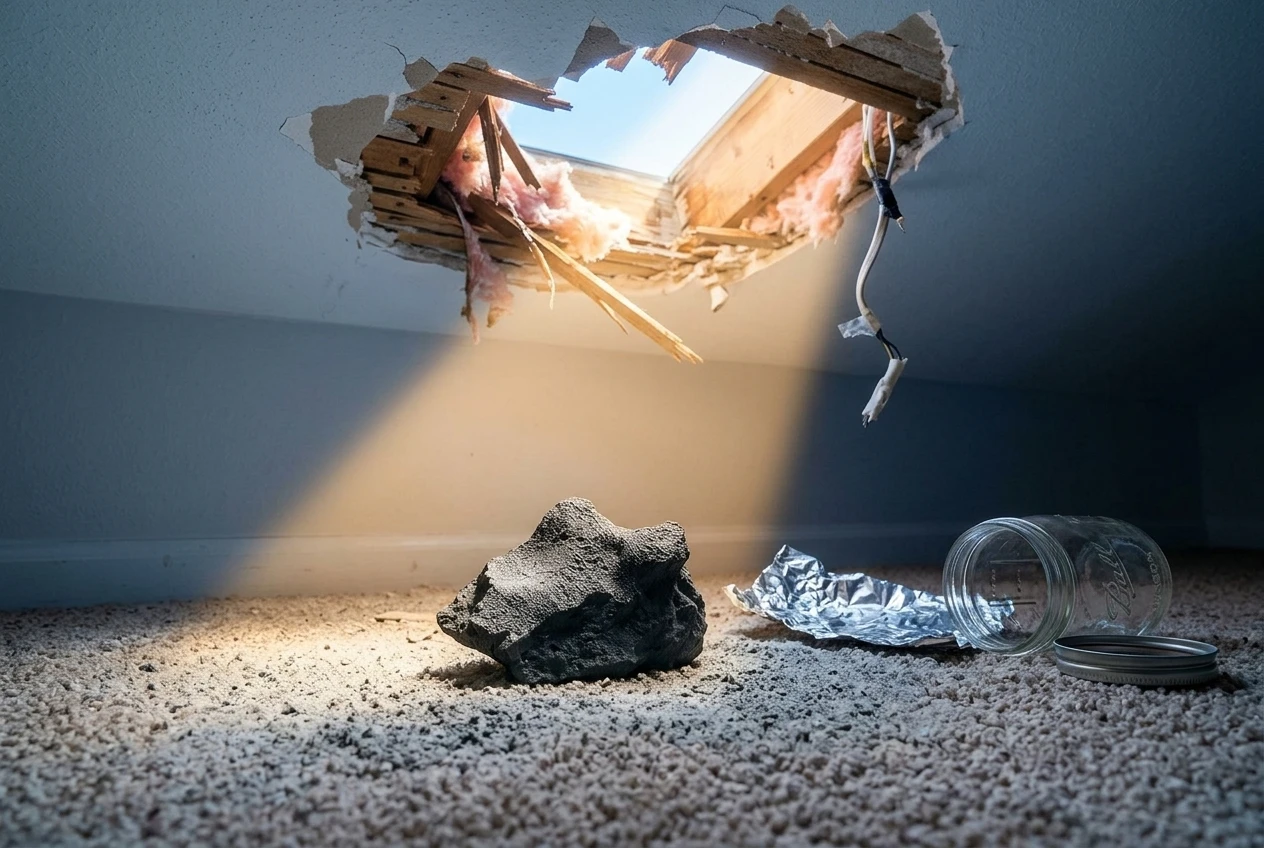 Hillsborough meteorite New Jersey house crash brine chemistry discovery
