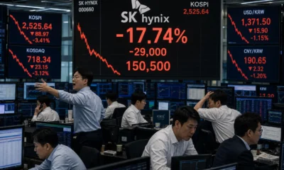 Kospi index crash SK Hynix Samsung chip selloff July 2026