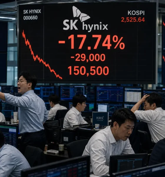Kospi index crash SK Hynix Samsung chip selloff July 2026