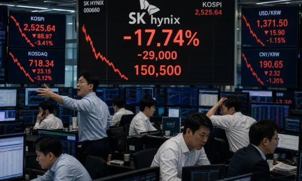 Kospi index crash SK Hynix Samsung chip selloff July 2026