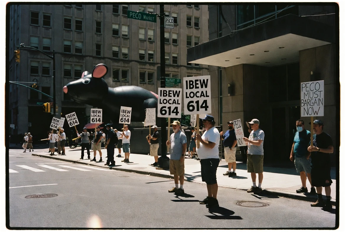 PECO workers strike picket line in Philadelphia heat