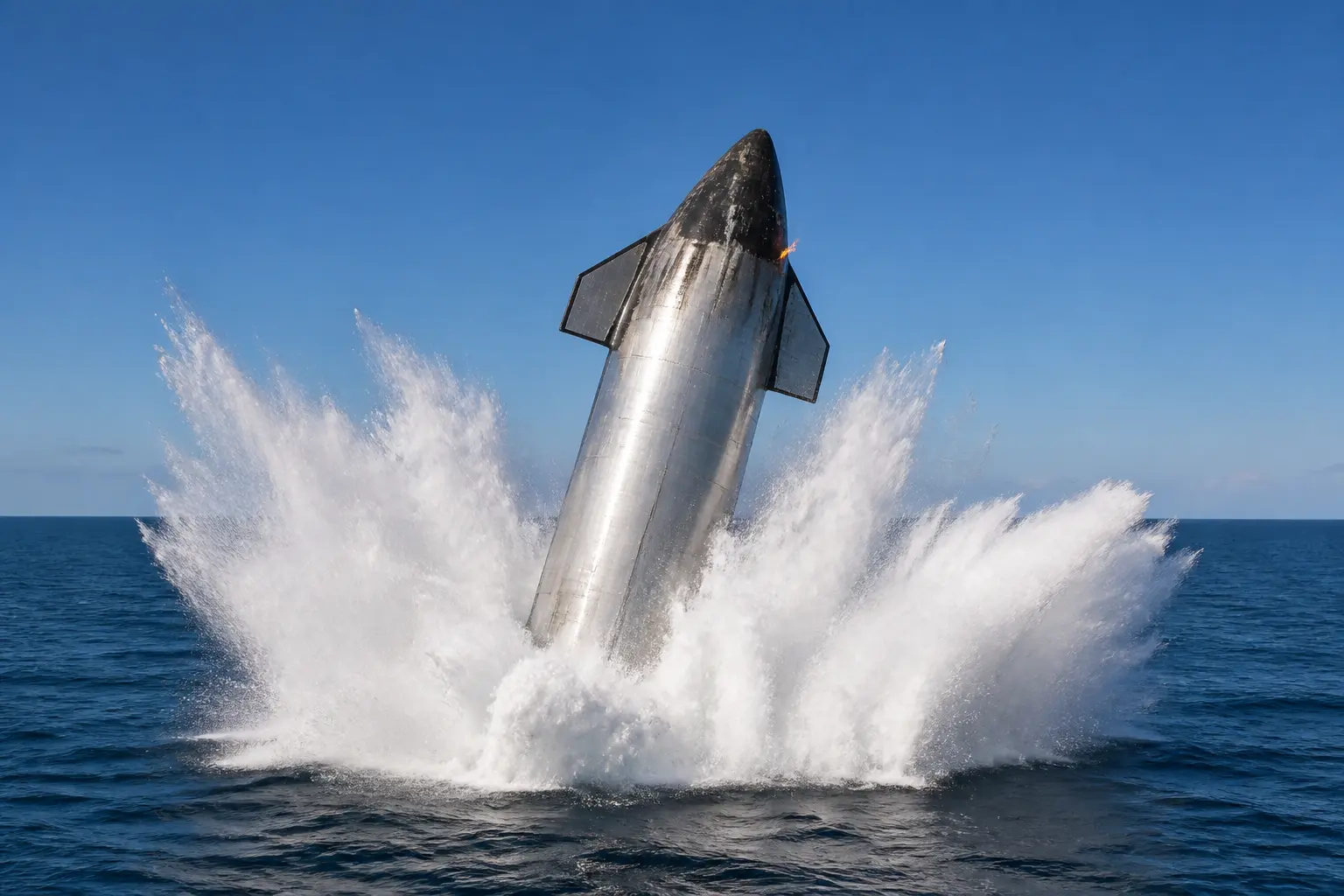 SpaceX Starship Flight 13 test launch splashdown Super Heavy engine failure