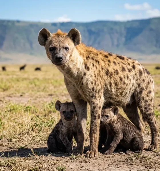 spotted hyena alpha female with cubs Ngorongoro clan dominance