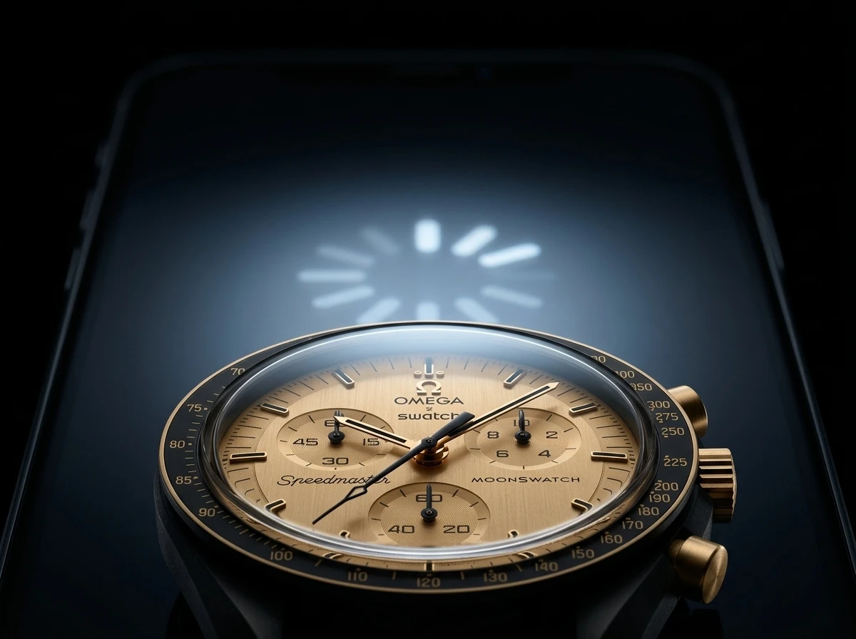 Swatch Mission to the Moon 1969 MoonSwatch gold application launch