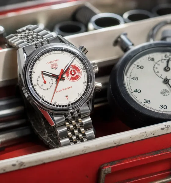 TAG Heuer Carrera Chronograph Team Ikuzawa Glassbox white dial red accents