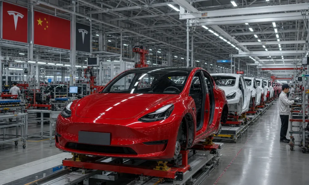 Tesla Shanghai Gigafactory production line China separation SpaceX
