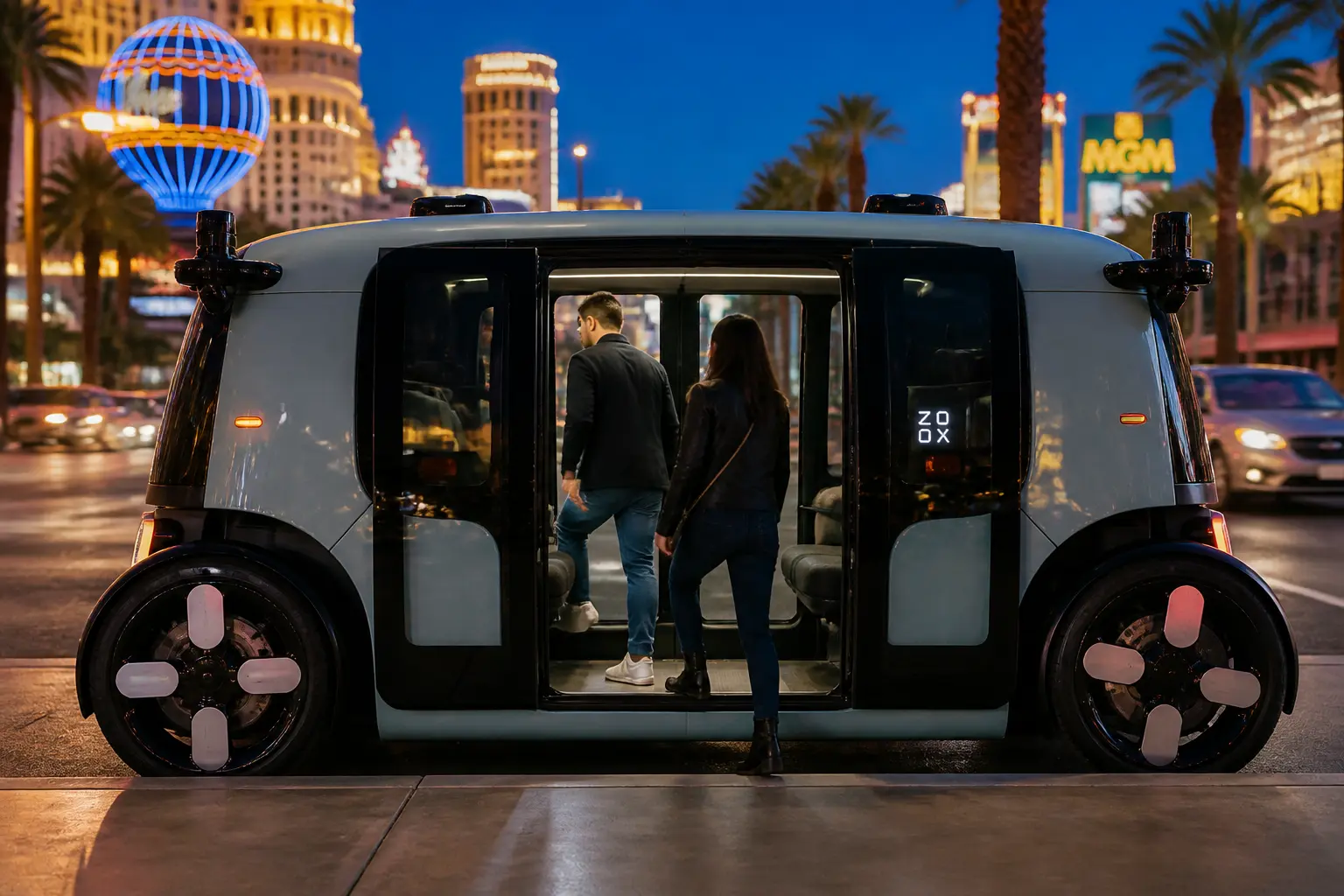 Zoox purpose-built robotaxi paid rides NHTSA exemption Las Vegas