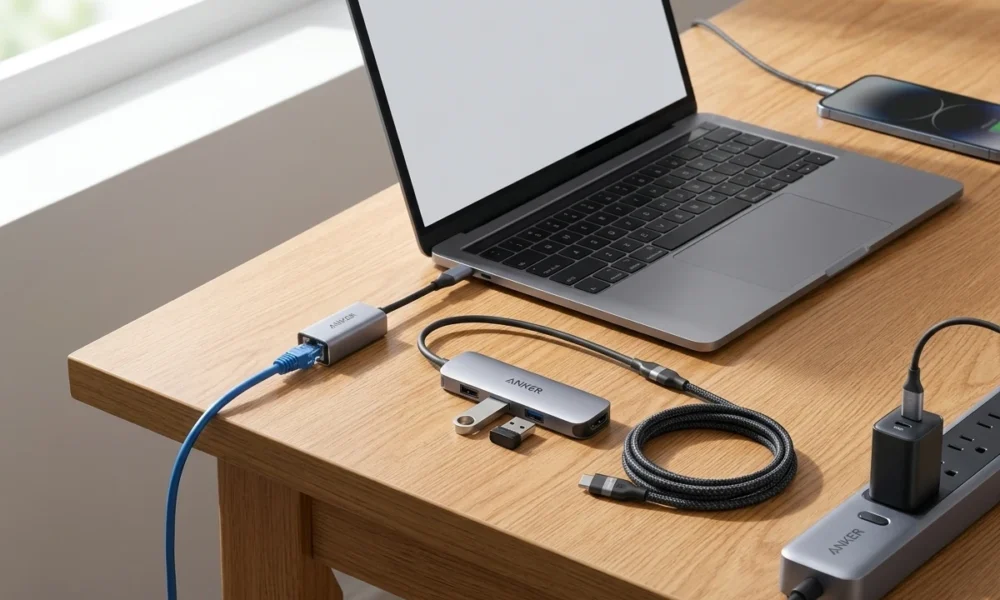 Anker USB-C Ethernet hub cable power strip under 25