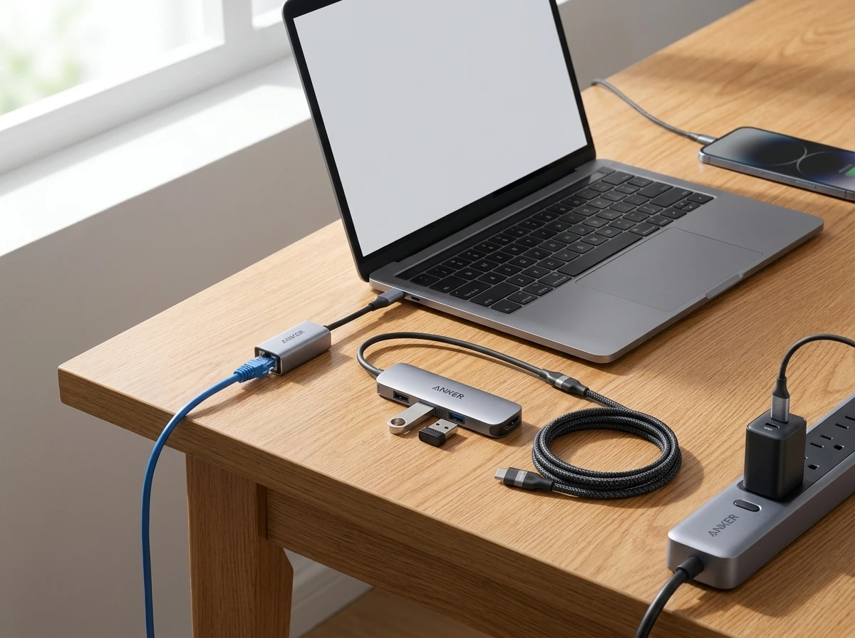 Anker USB-C Ethernet hub cable power strip under 25