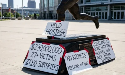 Deshaun Watson Jim Brown statue protest signs Browns starter