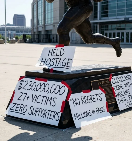 Deshaun Watson Jim Brown statue protest signs Browns starter