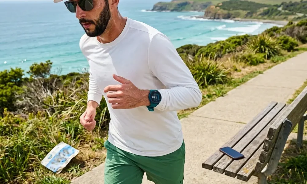 Garmin Forerunner 170 Music watch on runner training with Gemini AI plan
