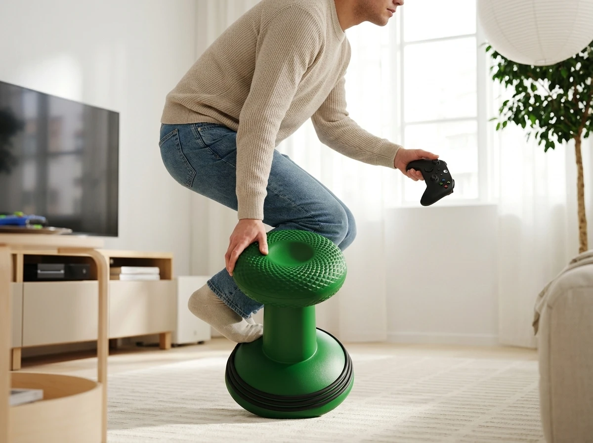 Ikea Xbox Yxstaby green thumbstick stool living room