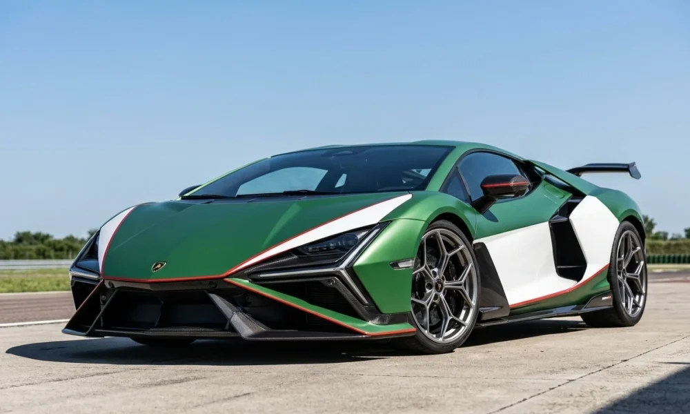 Lamborghini Revuelto SV hybrid supercar rear wing track
