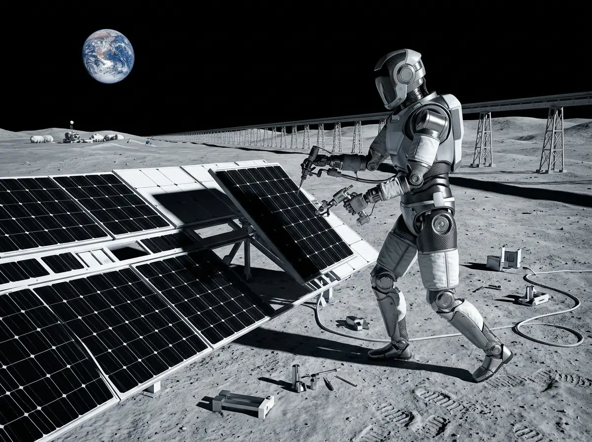 SpaceX lunar mass driver robot factories AI satellites moon
