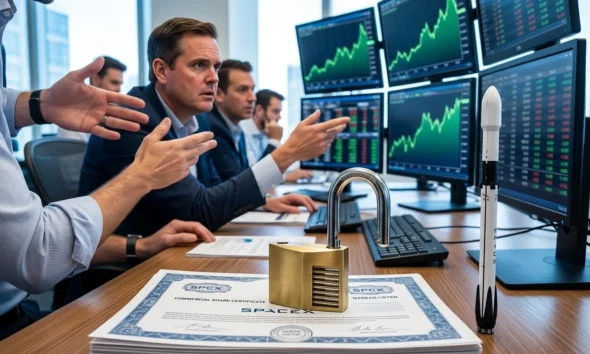 SpaceX SPCX stock first lockup unlock share price reaction