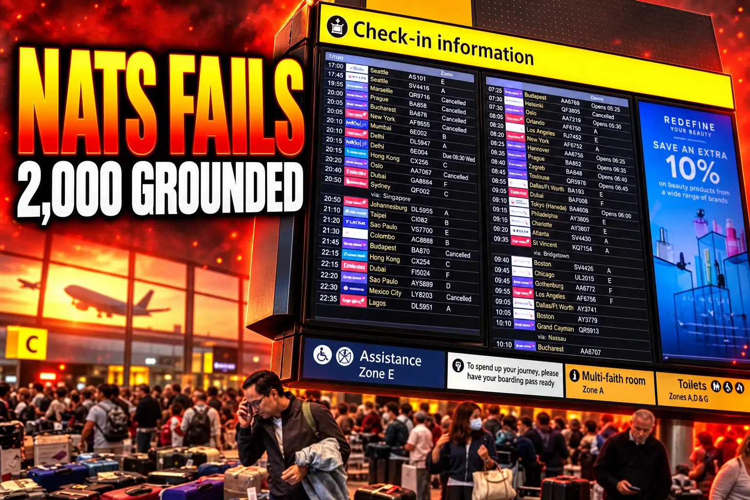NATS Heathrow flight cancellations September air traffic failure