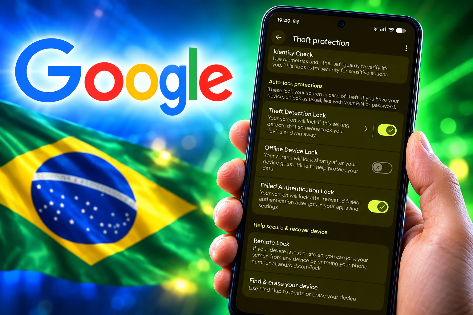 Google Android theft locks default on Brazil