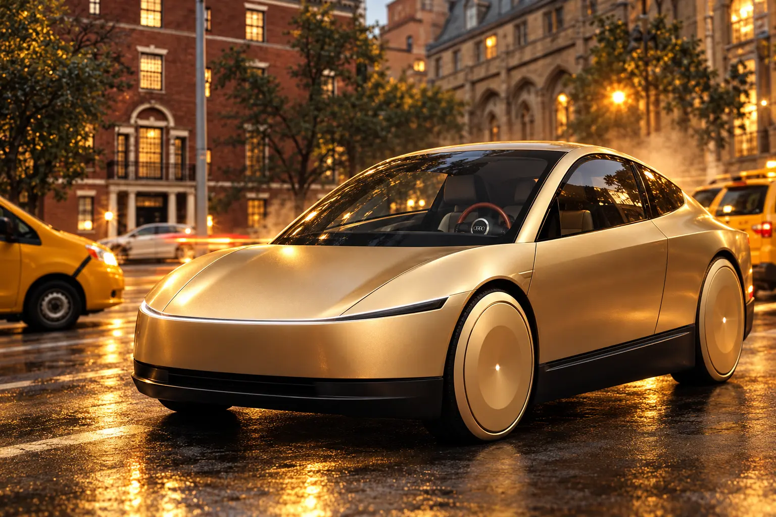 Tesla Cybercabs New York steering wheels drivers