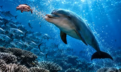 Bubbles dolphin steals trevally meals Lady Elliot