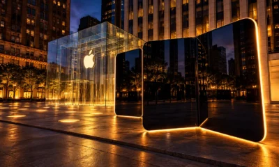 giant iPhone Duo sculptures Apple Fifth Avenue plaza