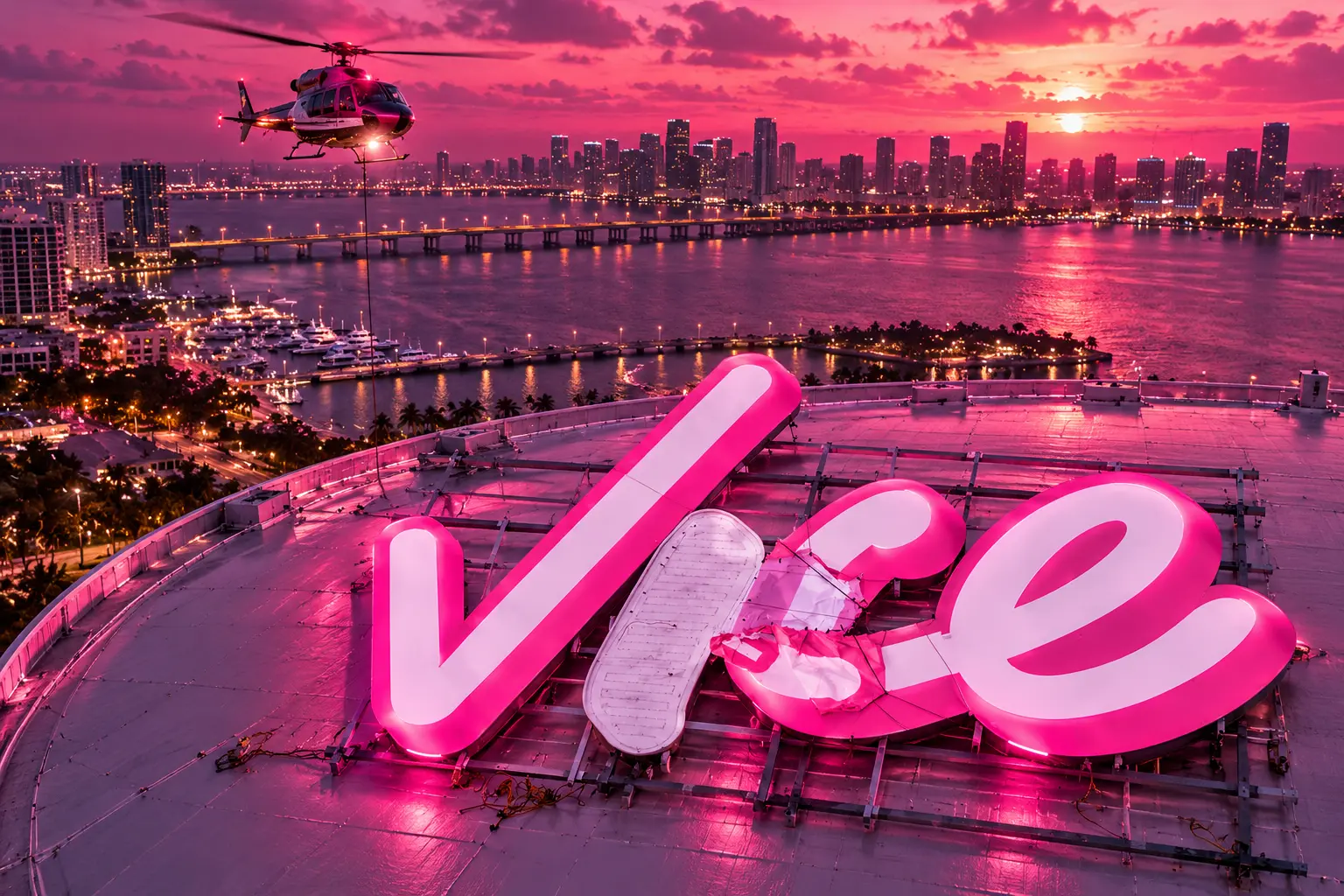 Miami-Dade $975,000 Vice City sign on Heat roof