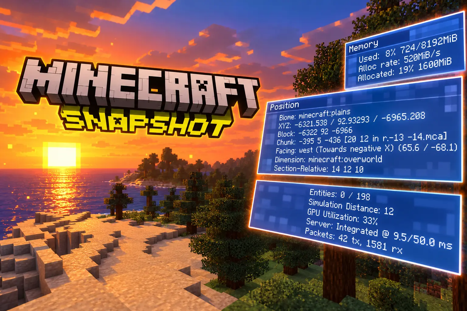 Minecraft 26.4 Snapshot 2 F3 debug redesign