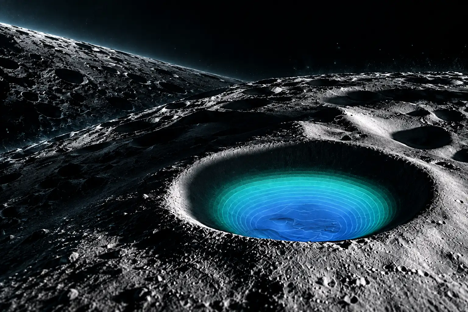 Moon city drains polar ice in a century