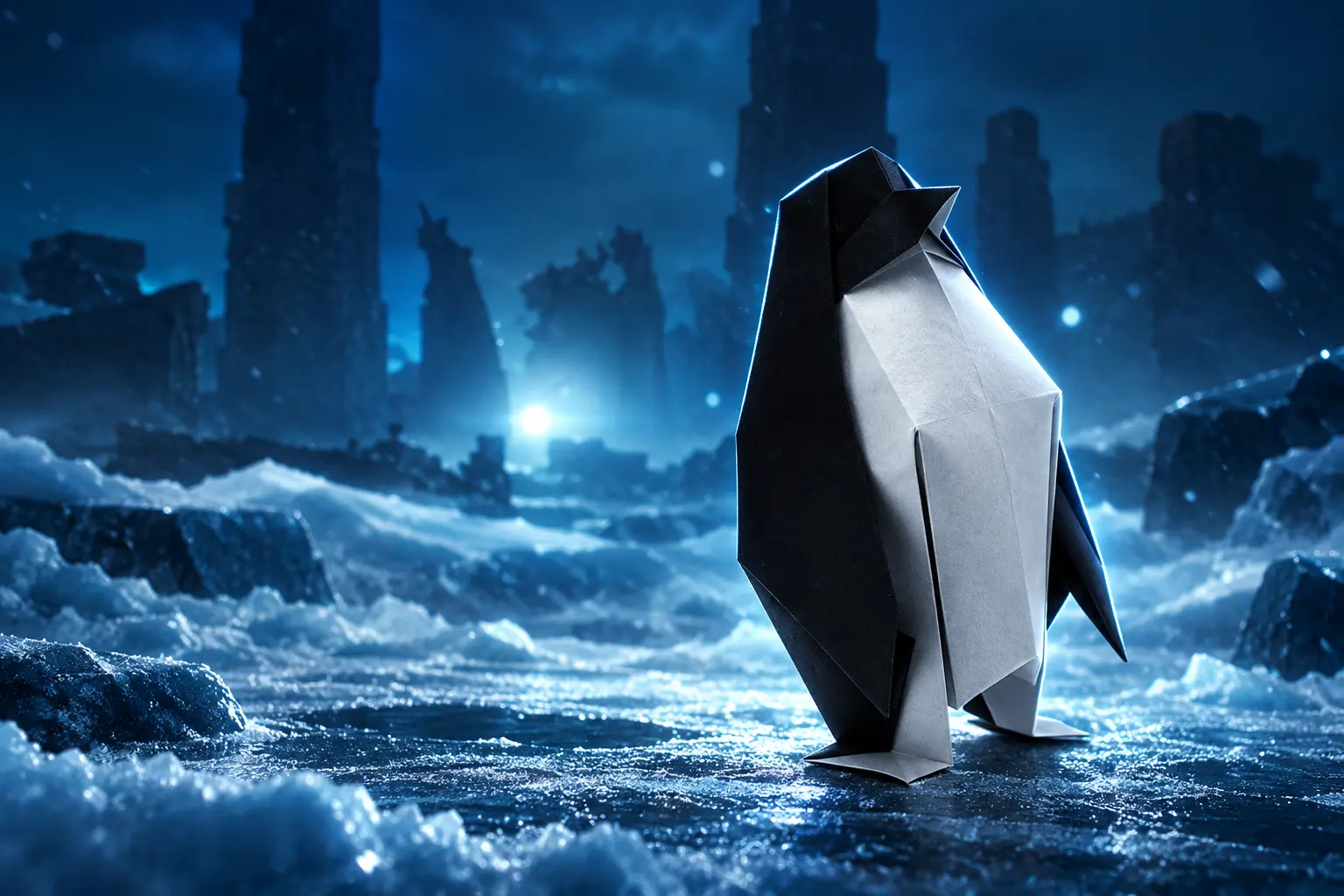Penguin Colony Origame Digital word collectibles Antarctica